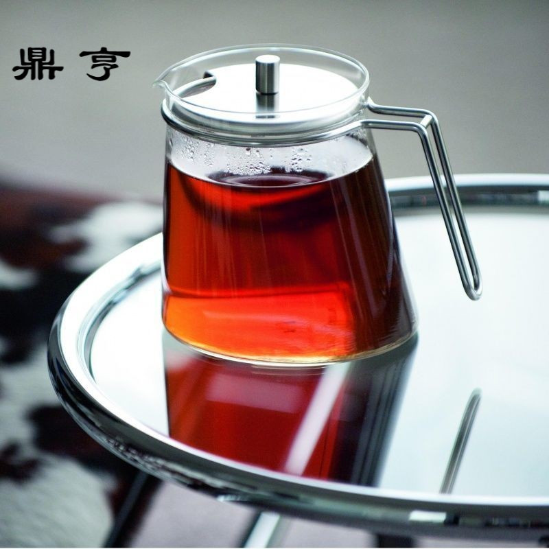 鼎亨可加热茶具不锈钢手柄茶壶茶杯 德国进口m无铅耐热玻璃