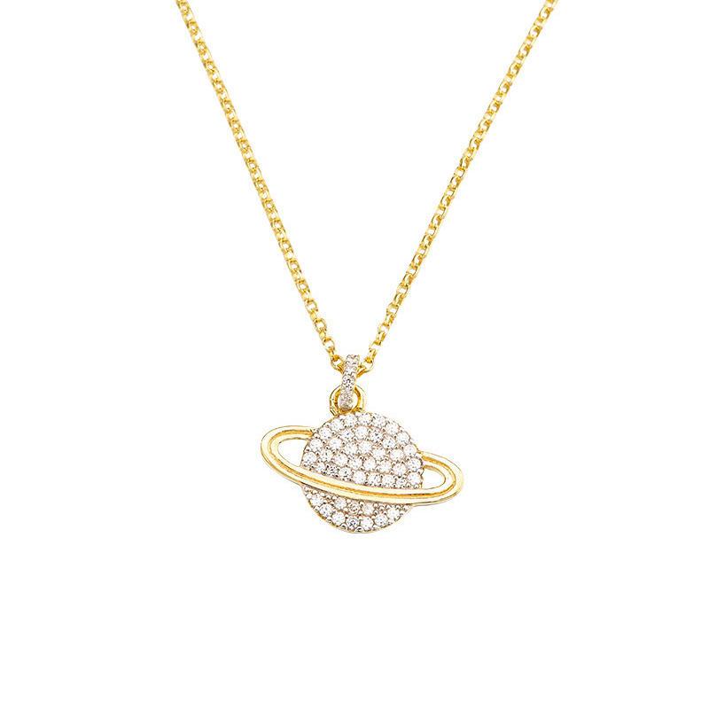 原装进口apmmonaco黄金色星球项链女毛衣链925银ac3917oxy