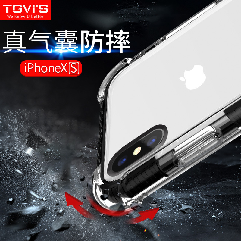 泰维斯(TGVI’S) iPhoneXS Max新机6.5英寸手机壳透明气囊防摔保护套 晶格系列 黑色