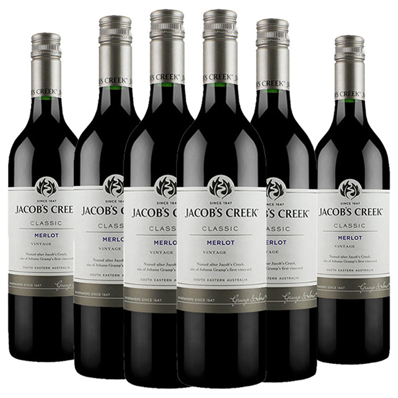 6件装|杰卡斯(jacobs creek)经典系列梅洛葡萄酒 750ml