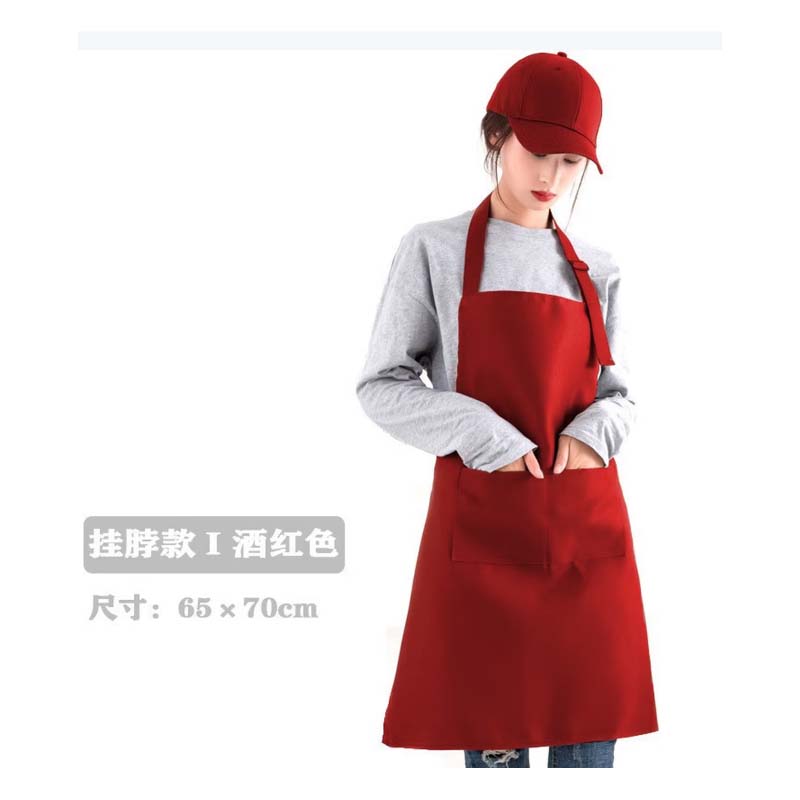 布围裙(服务员) 服务员,酒红色,100%纯棉布