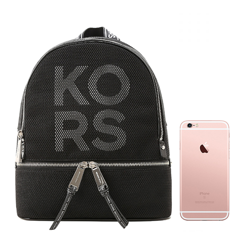 Michael Kors 迈克·科尔斯 女士黑色字母图案背包双肩包 30S9SEZB2U-BLACKWHITE