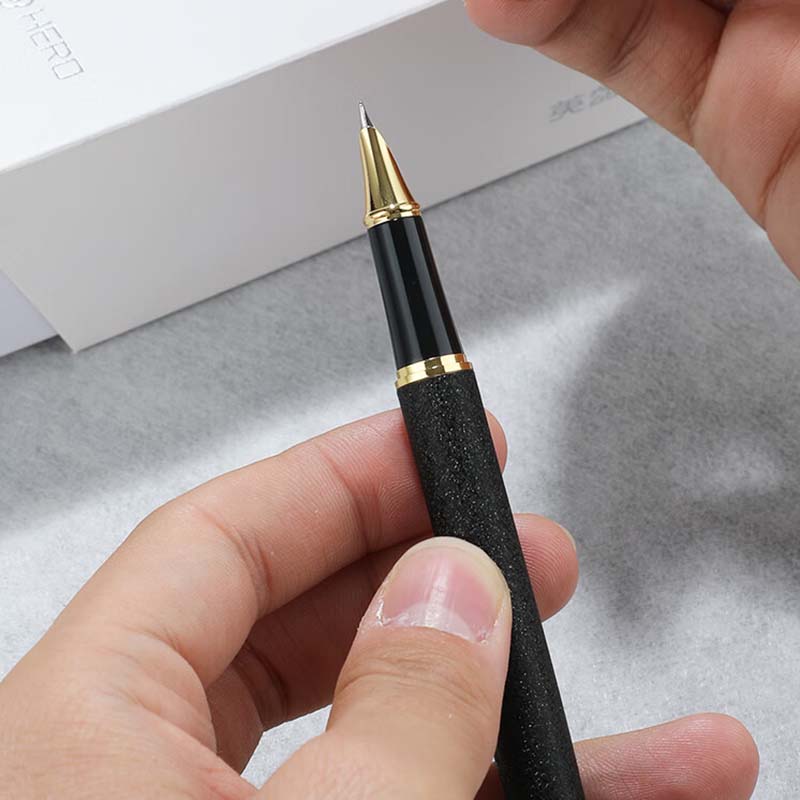 英雄(HERO)钢笔1520 黑色绒砂多彩细尖 男女款铱金钢笔练字笔墨水笔办公签字笔高清大图