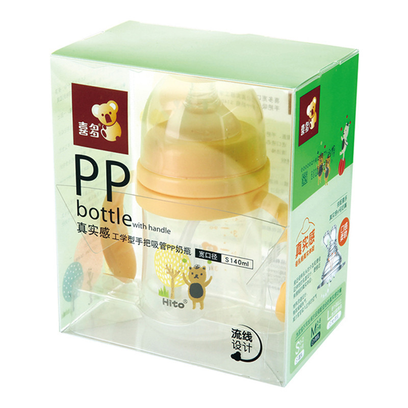 喜多宽口径真实感工学型手把吸管PP奶瓶S140ml-H10704