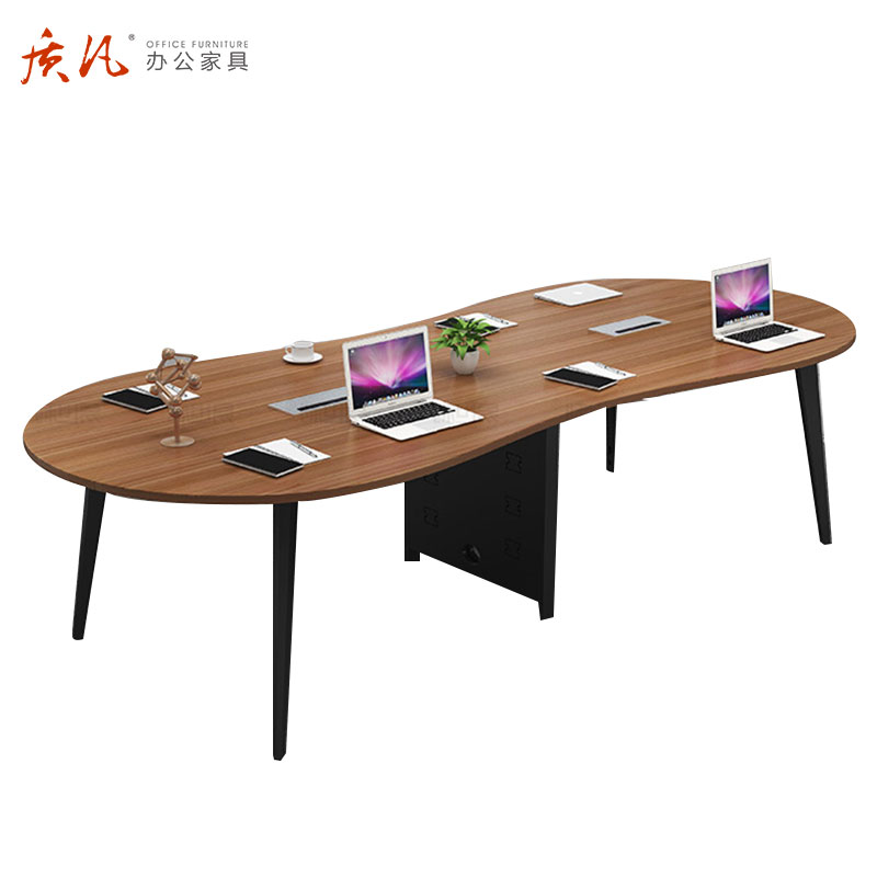 质凡花生创意小型会议桌长桌子椭圆形简约办公室洽谈桌椅组合培训高清大图