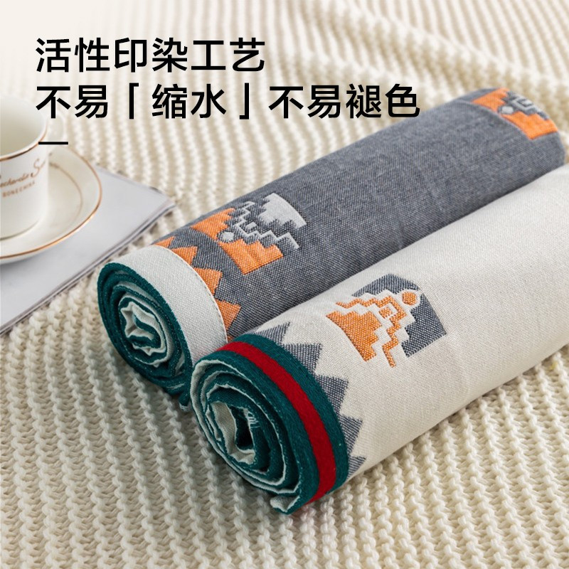 梦特娇纯棉纱布枕巾加大加厚北欧简约全棉家用情侣一对装夏季单人枕头巾