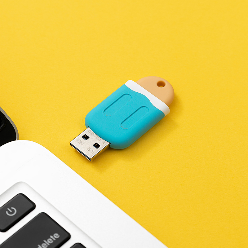 爱国者(aigo)U333雪糕推拉u盘 32GB 车载优盘手机电脑两用高速正品创意定制u盘 蓝色