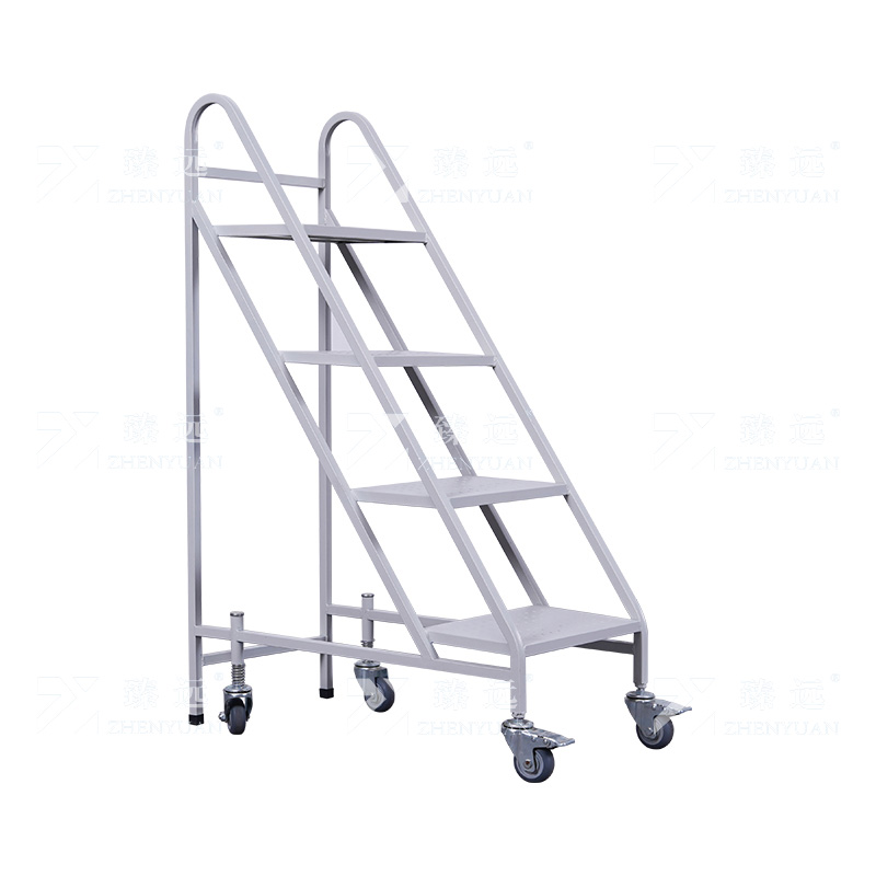 臻远 ZY4092917 档案室推车图书馆小推车手推车 4步书梯白色