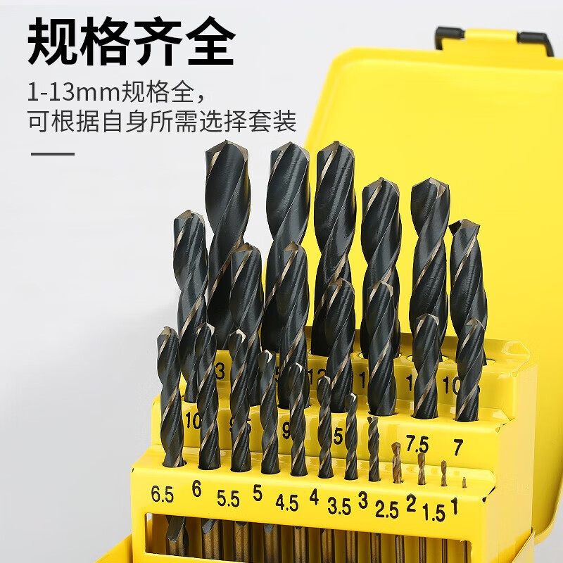 波斯(BOSI)25件套耐磨直柄麻花钻不锈钢钻头金属铁铝合金钻头 BS532225高清大图