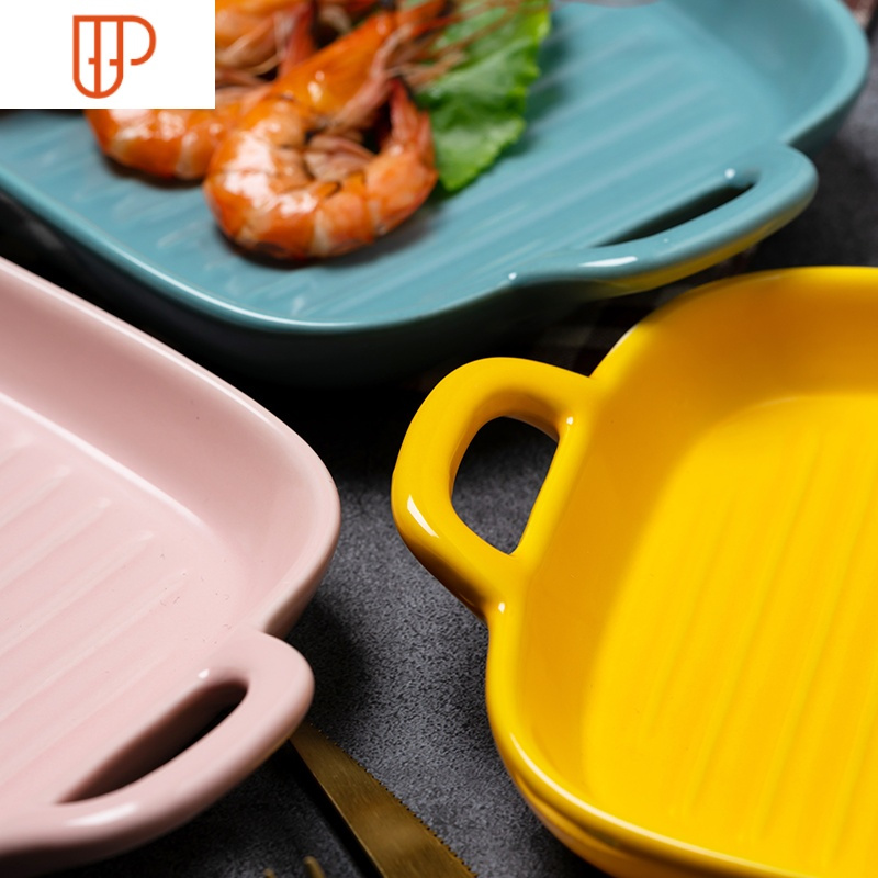陶瓷烤盘烘焙芝士焗饭盘微波炉烤箱专用餐具创意烤碗家用盘子菜盘