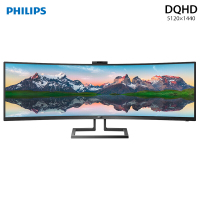 飞利浦 49英寸32:9超宽大屏 DQHD 1800R曲面 广色域 10Bit 真HDR400 可壁挂 电脑显示器屏 双HDMI 499P9H1