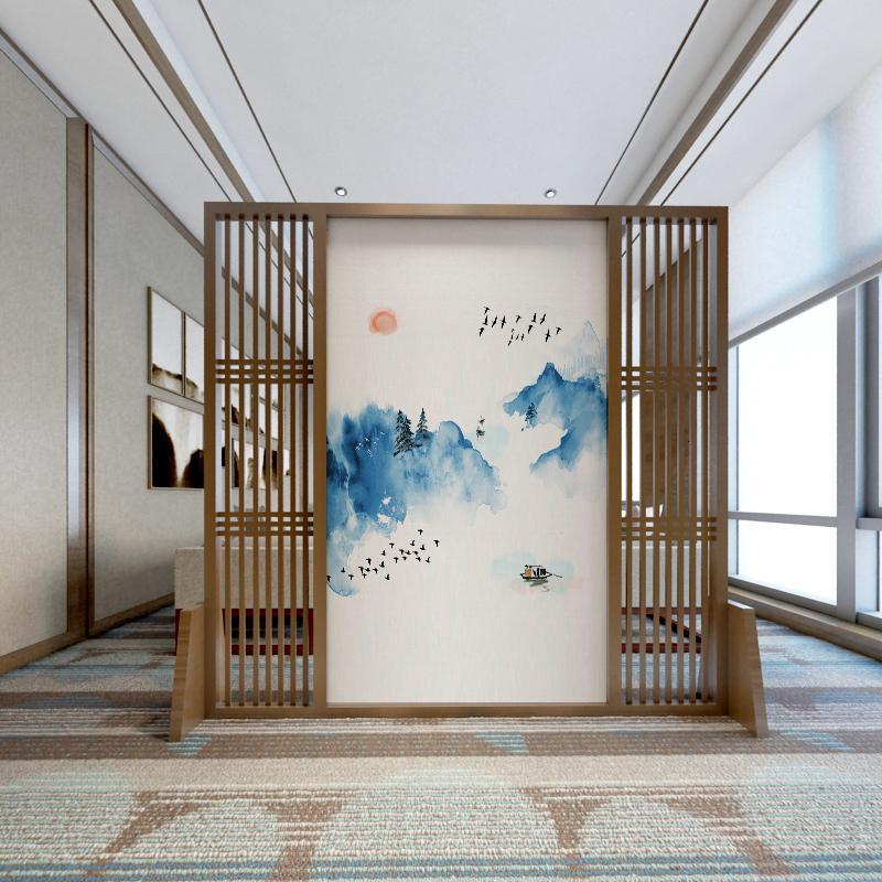 屏风隔断闪电客客厅玄关新中式木镂空格栅定制办公室入户茶室装饰座屏