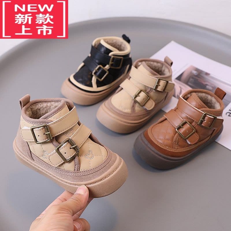 可莉允男童棉鞋加厚加绒雪地靴防滑小童靴子新款女宝宝短靴保暖儿童棉靴图片