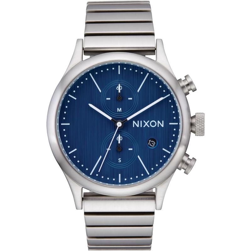 Nixon男士银蓝双色不锈钢计时防水休闲商务腕表高清大图