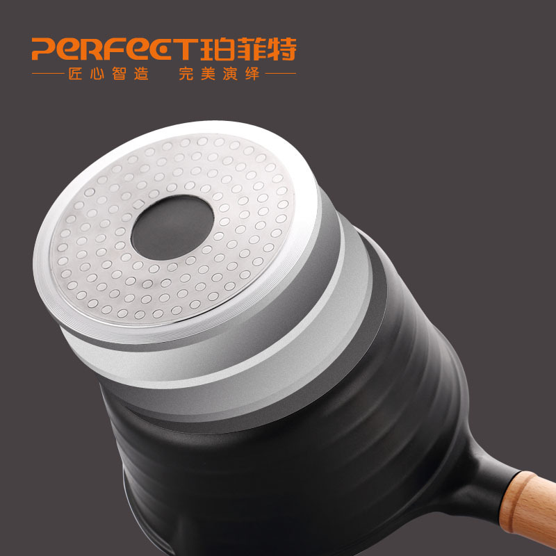 PFT-8109 等离子无烟不粘奶锅18CM(含盖彩盒装) 合金铸造 健康不粘 减少油烟 清洗方便 电磁炉燃气炉通用