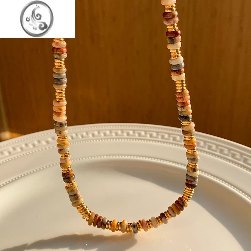 JiMi原创◆彩色石串珠项链女轻奢小众高级复古叠戴锁骨颈链图片