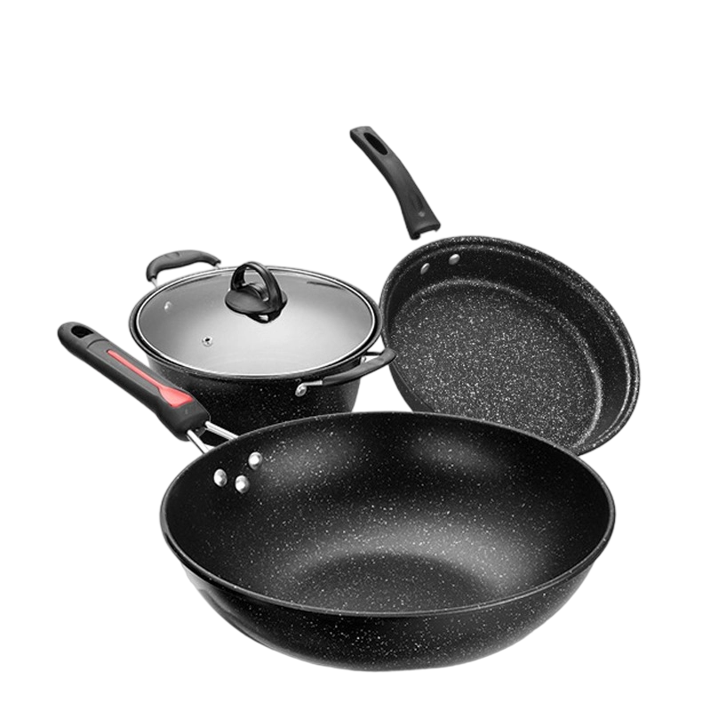 梵澜狸麦饭石不粘锅具套装SZ46 套高清大图