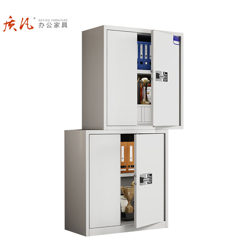 质凡保密柜文件柜铁皮档案资料柜钢制防盗保险柜 国保锁分双节带抽高清大图