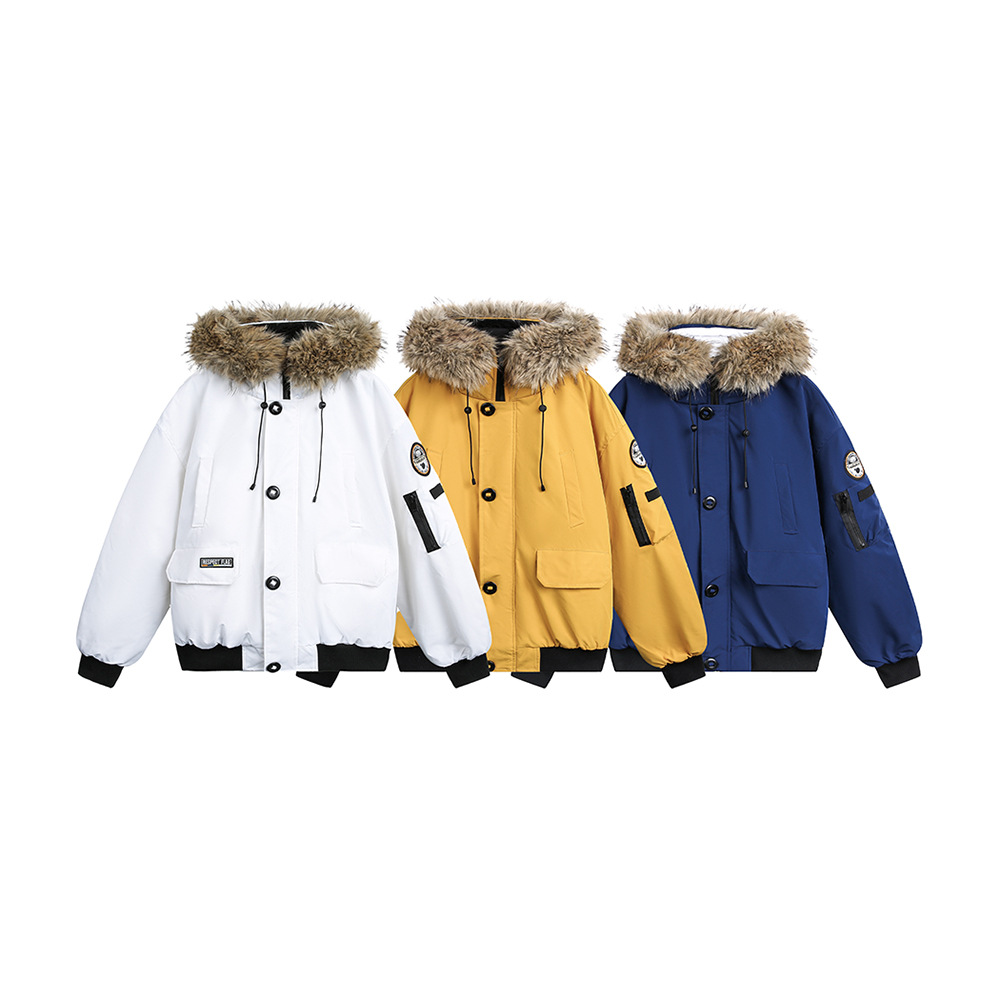 CATTEE美式学院风工装毛领棉衣外套男女冬季棉服宽松大口袋棉袄潮高清大图