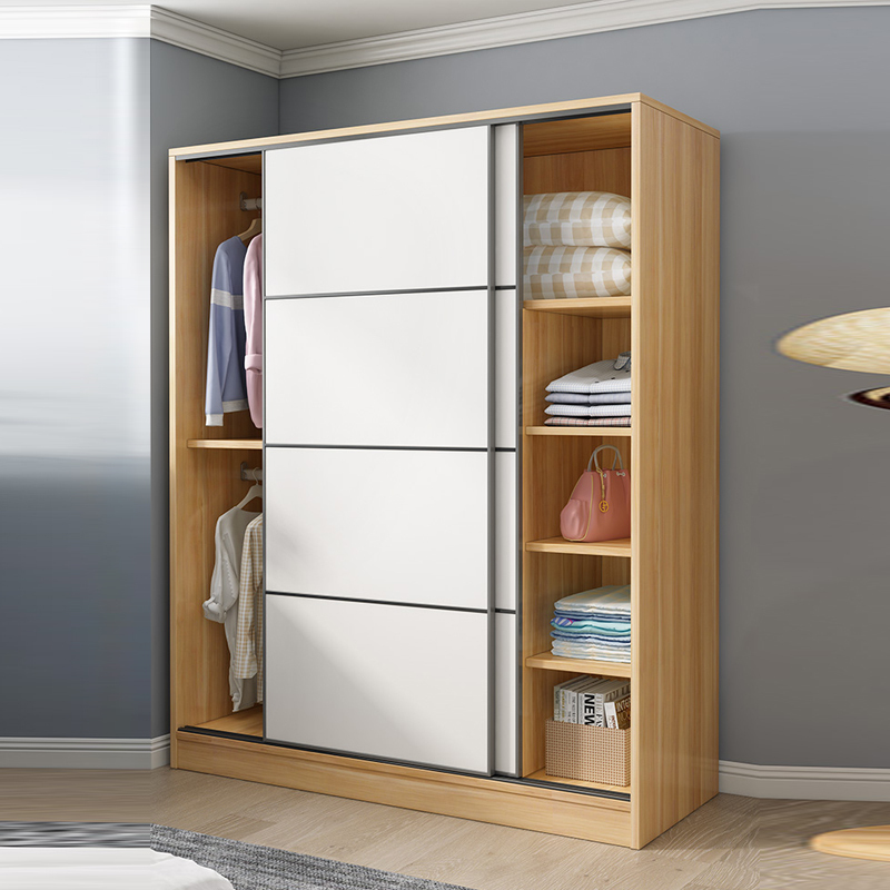 衣柜家用卧室现代简约小户型推拉移门柜子实木简易出租屋儿童衣橱
