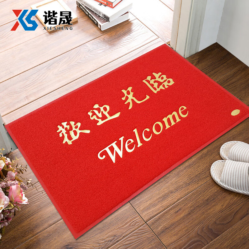 谐晟 入户门地垫红地毯脚垫丝圈地垫 出入平安 加厚120*180cm1件