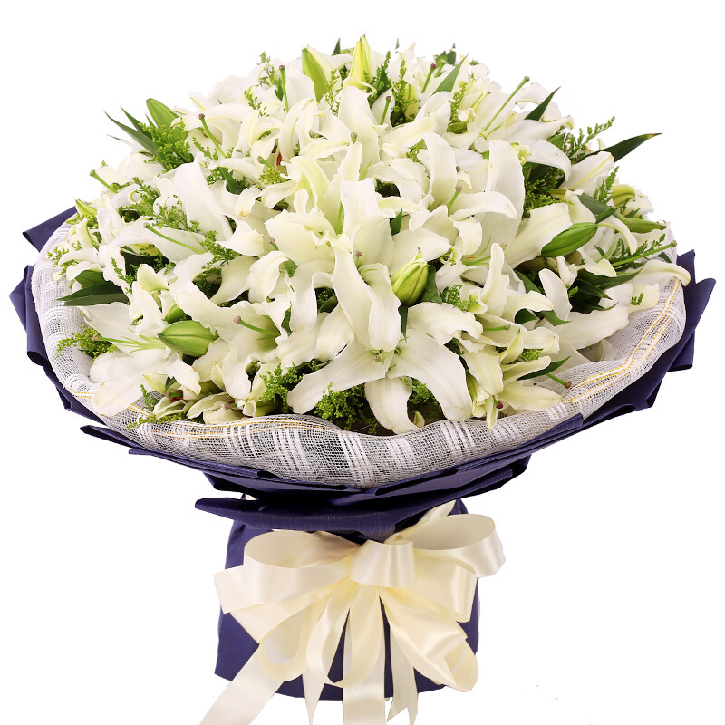 五二零52朵白香水百合生日礼物预定鲜花速递全国送花宁波连云港东营
