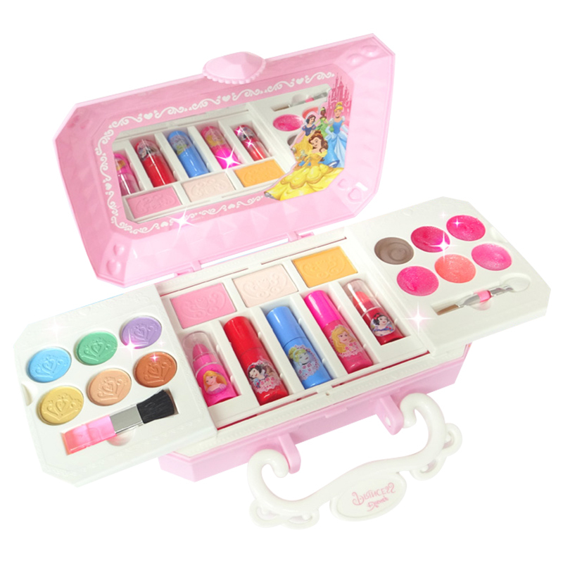 迪士尼儿童化妆品套装公主彩妆盒口红可水洗表演妆玩具