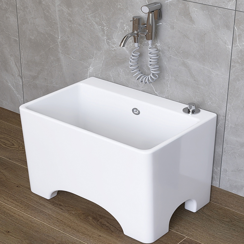 花勋阳台高脚陶瓷拖把池大号带腿拖布池落地式家用卫生间小号洗墩布池