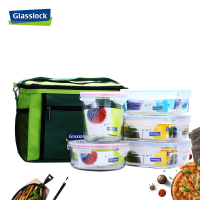 三光云彩(GLASSLOCK)钢化耐热玻璃保鲜盒套装韩国进口储物罐收纳盒饭盒五件套GL38玻璃保鲜盒套装