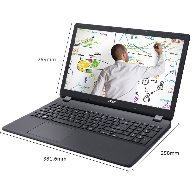 宏碁(acer)EX2519 15.6英寸商务学生网课笔记本电脑 四核N3160 N4000 8G 1TB机械硬盘 蓝牙 高清雾面屏 黑色 定制