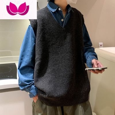 七斓内搭针织打底衫男纯色休闲百搭潮流ins港风日系马甲毛衣背心 黑色 S