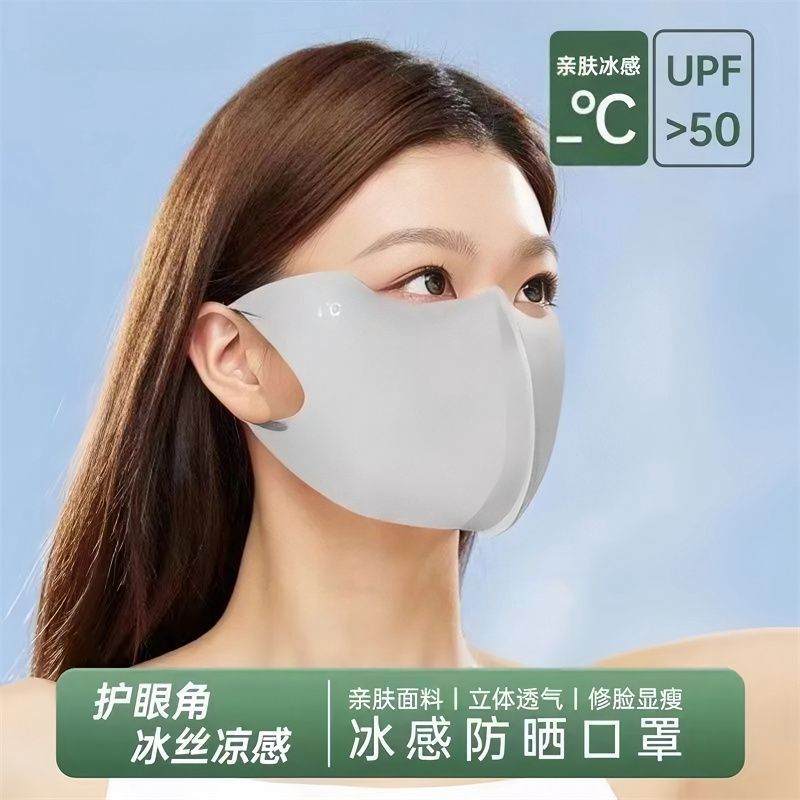 [补贴10%]防紫外线冰丝口罩夏天轻薄立体无痕高颜值冰皮防晒口罩护脸冰凉感高清大图