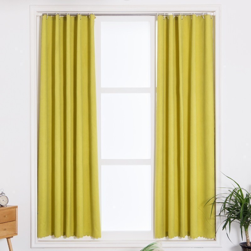 美帮汇免打孔窗帘保暖色仿羊绒北欧简易窗帘现代简约卧室遮光隔风隔断 豆绿色 3*2.5米高（双开）送1.6-2.9杆