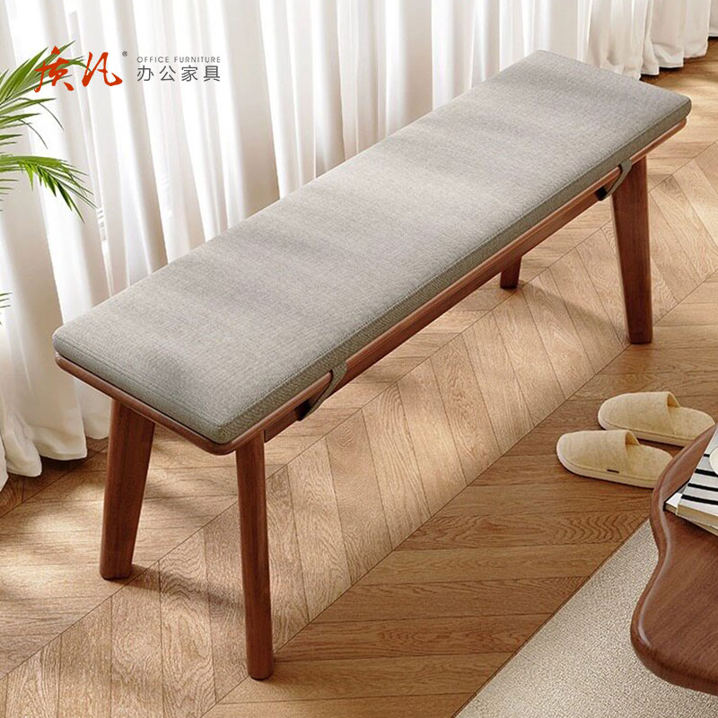 苏宁 质凡 北欧全实木长条带软包实木凳 140*30*45cm颜色备注高清大图