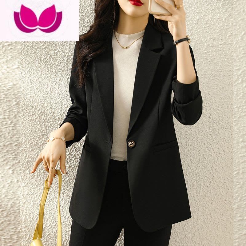 七斓黑色小西装外套女2023新款小个子高级感气质正装西服职业套装图片