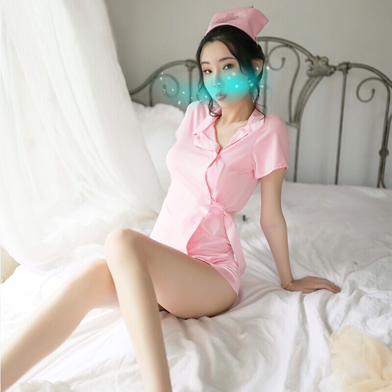 女士情趣内衣护士服职业制服套装V字连衣裙超短齐臀丁字内裤女式情趣睡衣透视性感开档学生睡裙后入式诱惑长夜漫漫成人美女性用品高清大图