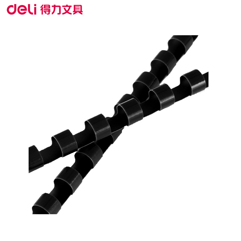 得力(deli)3836 12mm装订胶圈黑色100支/盒 适用21孔梳式装订机胶圈 装订胶环 圆形装订夹条 装订机耗材