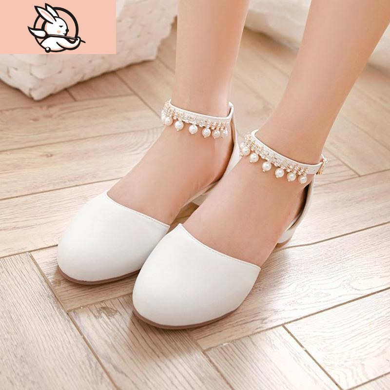 huayangtu2020新款春季白色小皮鞋女童公主高跟单鞋中大童舞台主持人