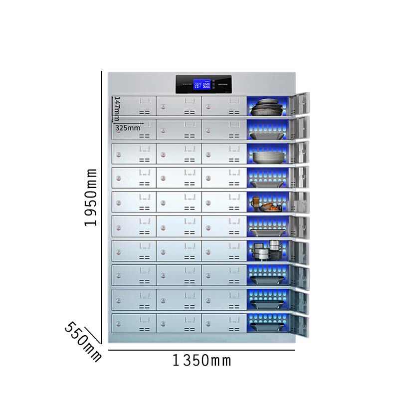 帅畅不锈钢员工食堂消毒碗柜餐厅紫外线高温餐具柜多格饭盒储物柜40门餐盘柜 紫外线消毒高温热风循环高清大图
