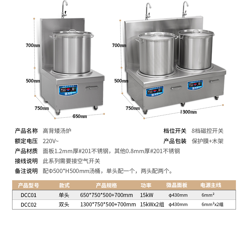 圣托(Shentop)双头电矮汤炉15KW*2 学校食堂煲粥炉 双头电磁煲汤炉 DCC02高清大图