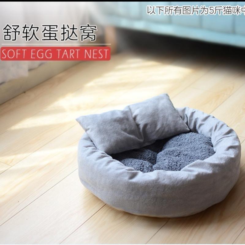 蛋挞猫窝猫床加绒舒软猫窝猫咪睡垫猫咪软窝猫咪用品宠物四季猫垫 经典灰-可拆卸(收藏送枕头) 特小号直接15厘米