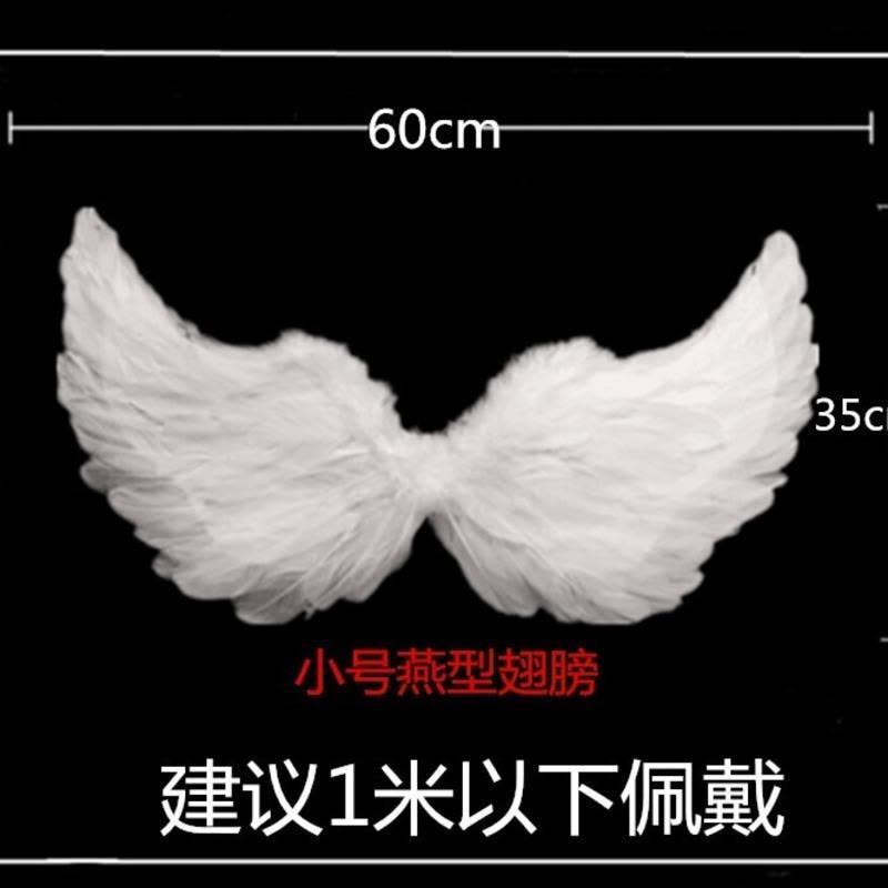 万圣节表演出天使恶魔鬼精灵黑色白色成人羽毛翅膀装饰走秀lolita 燕型小号黑色图片