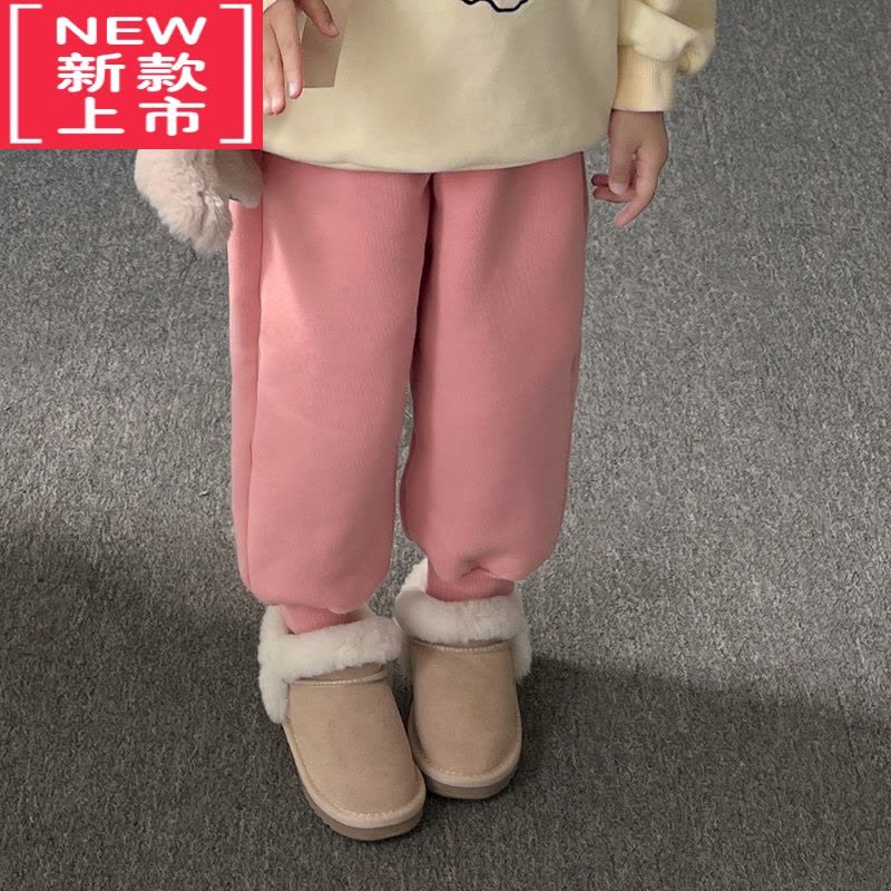 可莉允陈大猪女童裤子加绒秋冬2022新款休闲保暖束脚裤儿童加厚运动裤潮保暖裤图片