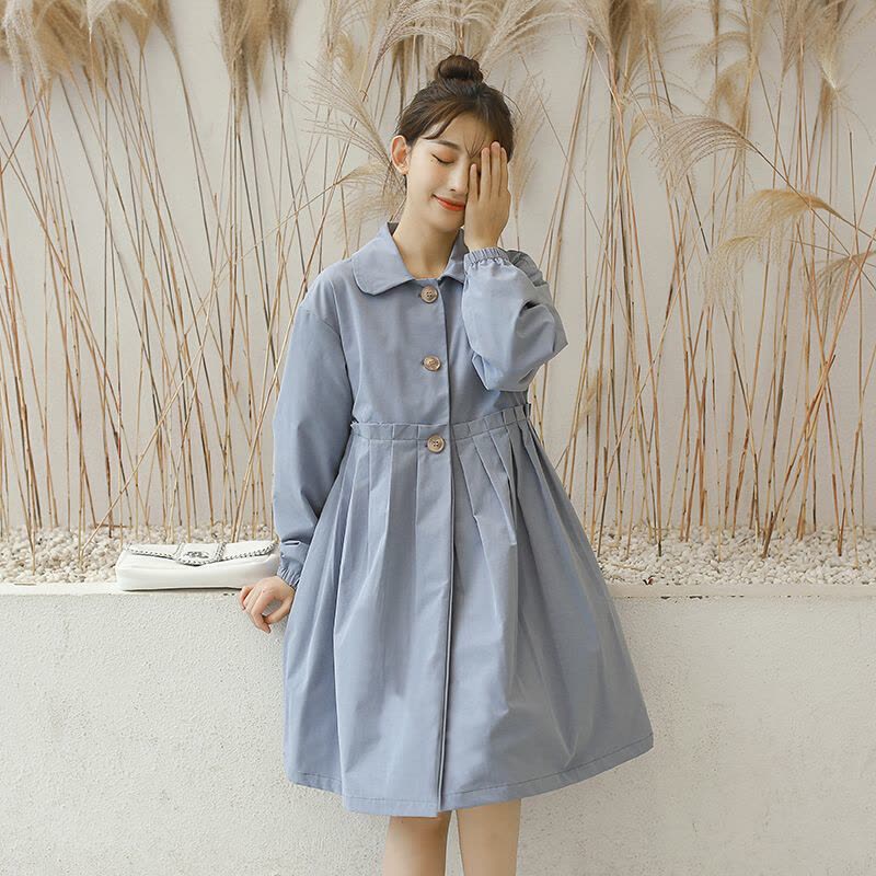 迪鲁奥(DILUAO)孕妇装秋装外套风衣女中长款2021新款时尚款秋冬季韩版宽松大码孕妇上衣图片