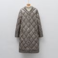 女式90绒轻薄羽绒圆领菱形格中长款女装轻薄款羽绒服