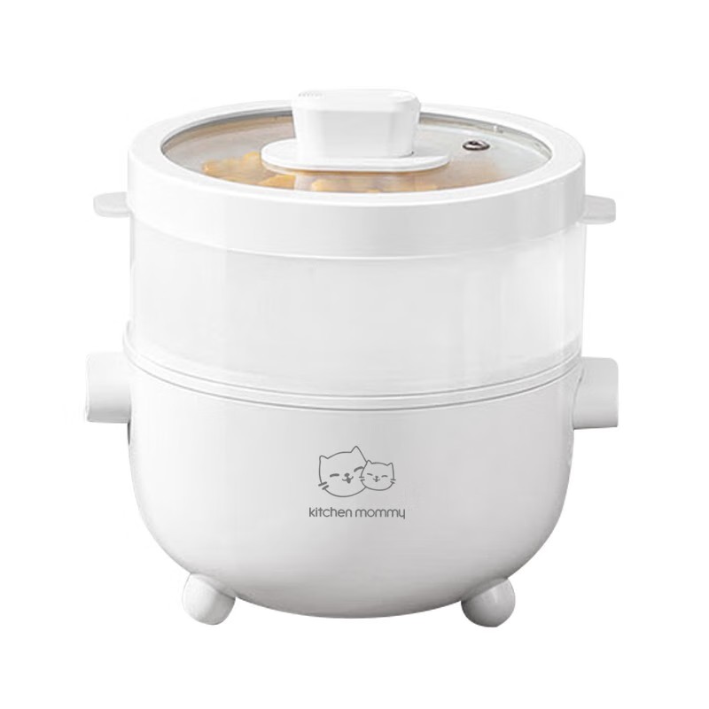 厨创妈咪(kitchen mommy)HK-840138012L迷你容量2.0L多功能电煮锅电热锅电炒锅 白色
