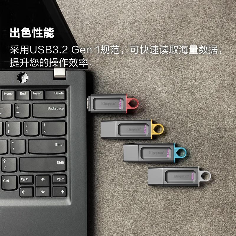 金士顿(Kingston) DTX 128GB USB3.2 Gen 1 优盘 (计价单位:个) 黑色高清大图