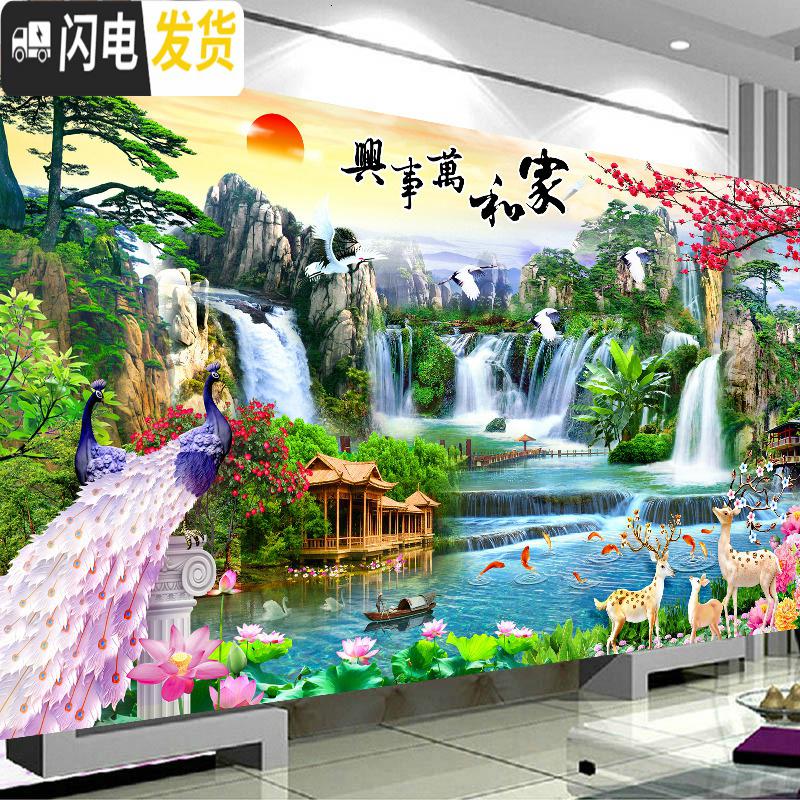三维工匠十字绣2019新款线绣印花客厅家用满绣风景家和万事兴 [三米]棉线305*140cm[满绣]4股绣,丝线428元高清大图