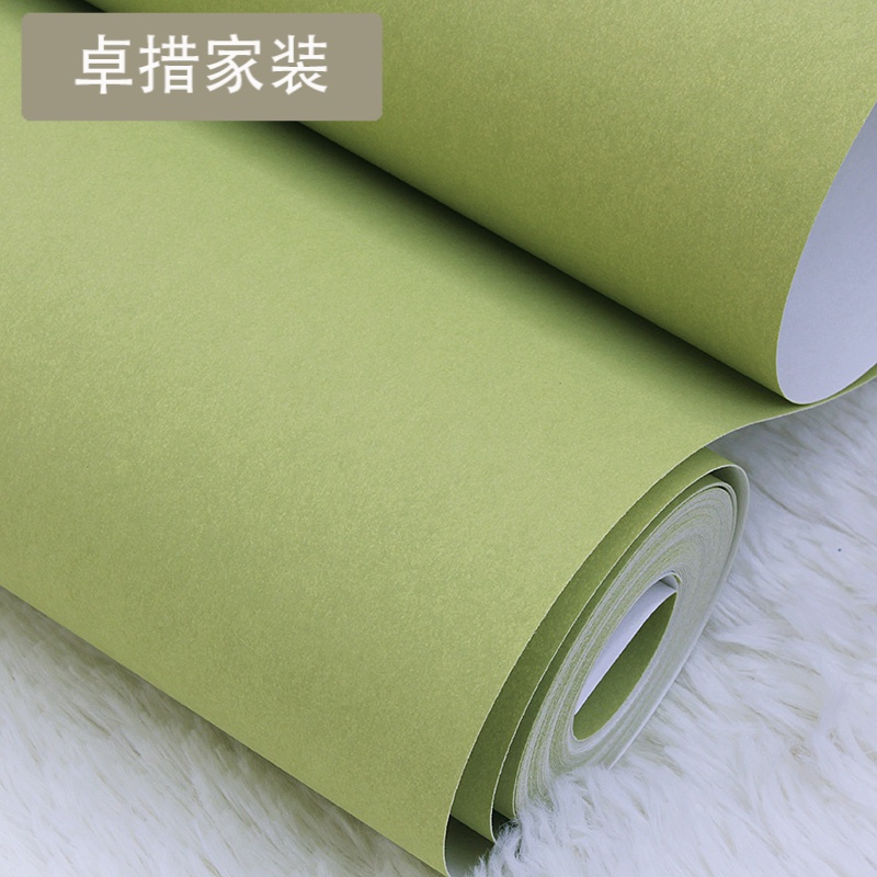北欧简约浅绿色墙纸无纺布壁纸卧室客厅书房玄关儿童房电视背景墙壹德壹