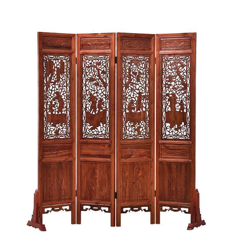 BONJEAN中式屏风隔断折屏推拉玄关办公室实木屏风镂空客厅移动高清大图